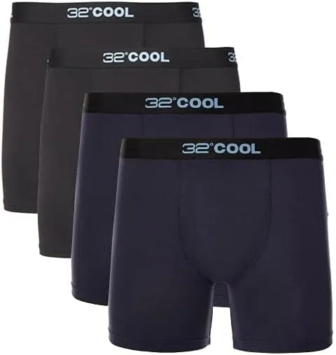 32 Degrees COOL Mens 4-PACK Quick Dry Performance Boxer Brief With Comfort Elastic Waistband