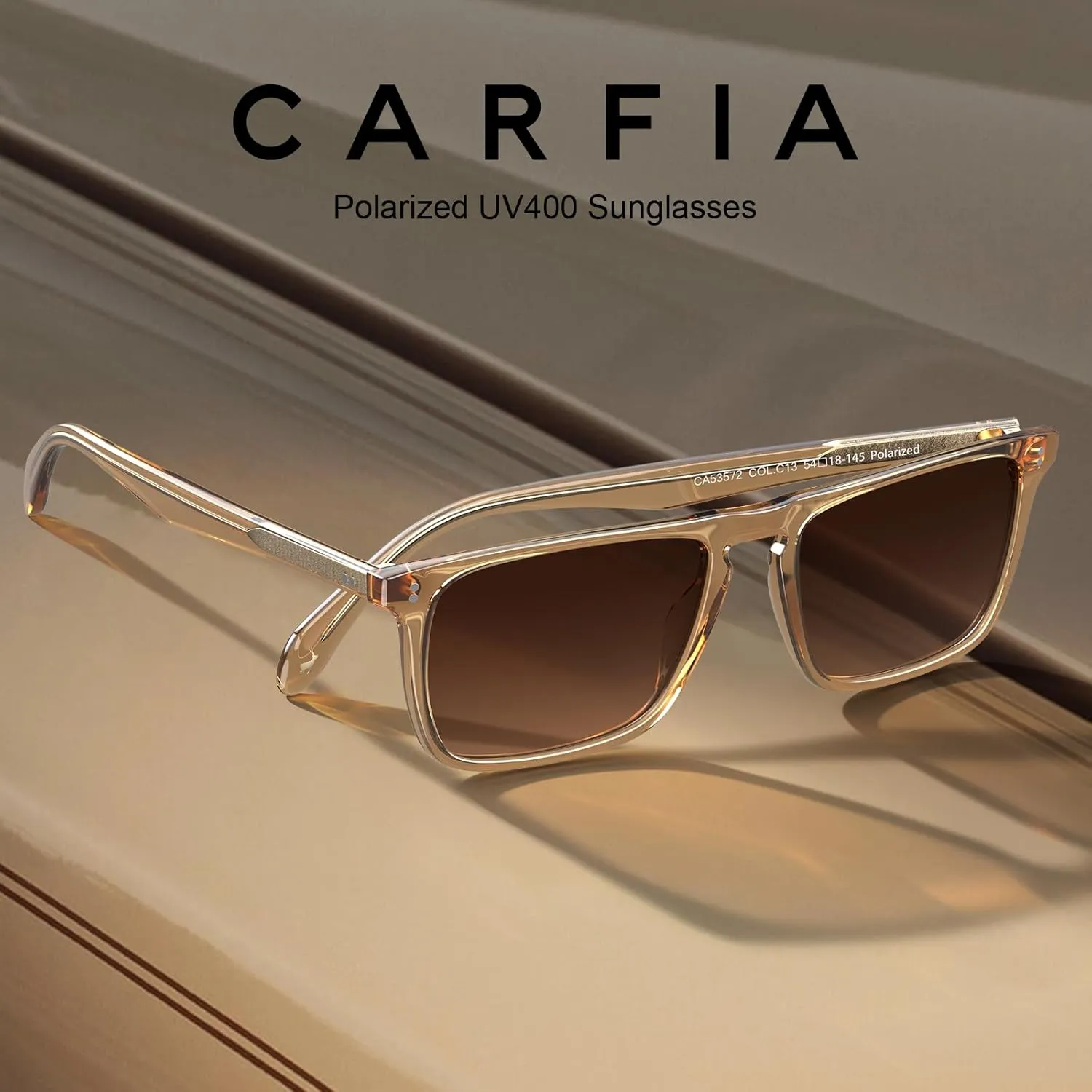CARFIA Retro Polarized Sunglasses for Men UV Protection Hand-crafted Acetate Frame Fashion Cool Sun Glasses CA53572