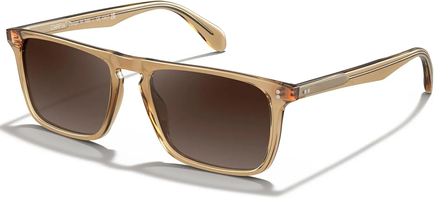 CARFIA Retro Polarized Sunglasses for Men UV Protection Hand-crafted Acetate Frame Fashion Cool Sun Glasses CA53572
