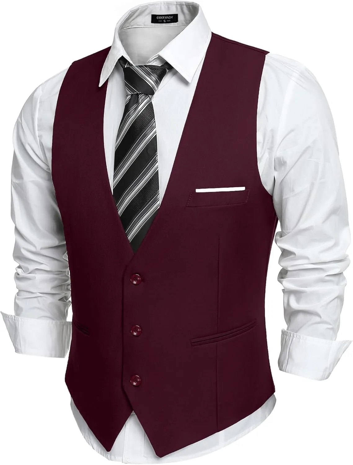 COOFANDY Men's Suit Vest Slim Fit Formal Dress Waistcoat Casual Business Vests for Suit or Tuxedo