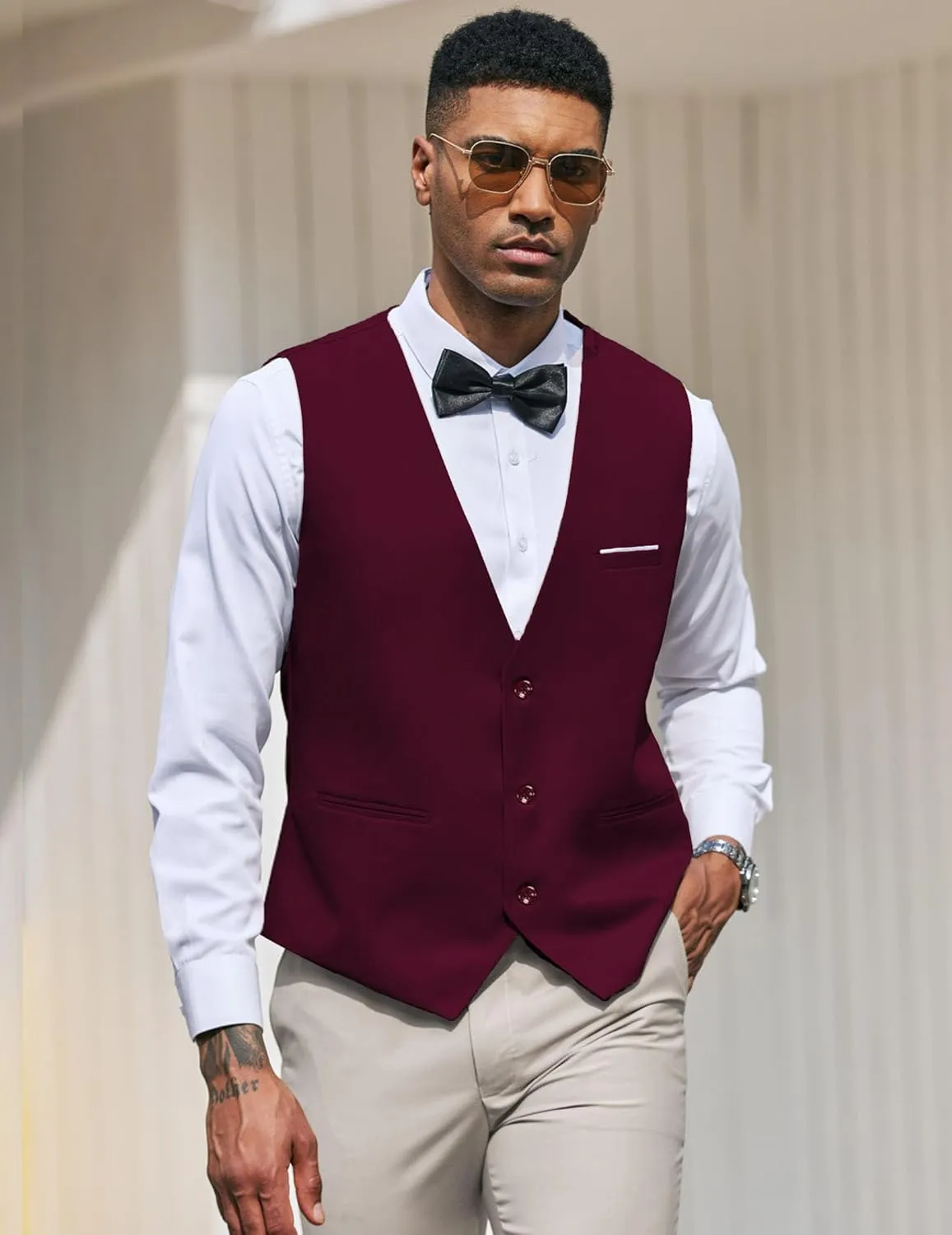 COOFANDY Men's Suit Vest Slim Fit Formal Dress Waistcoat Casual Business Vests for Suit or Tuxedo