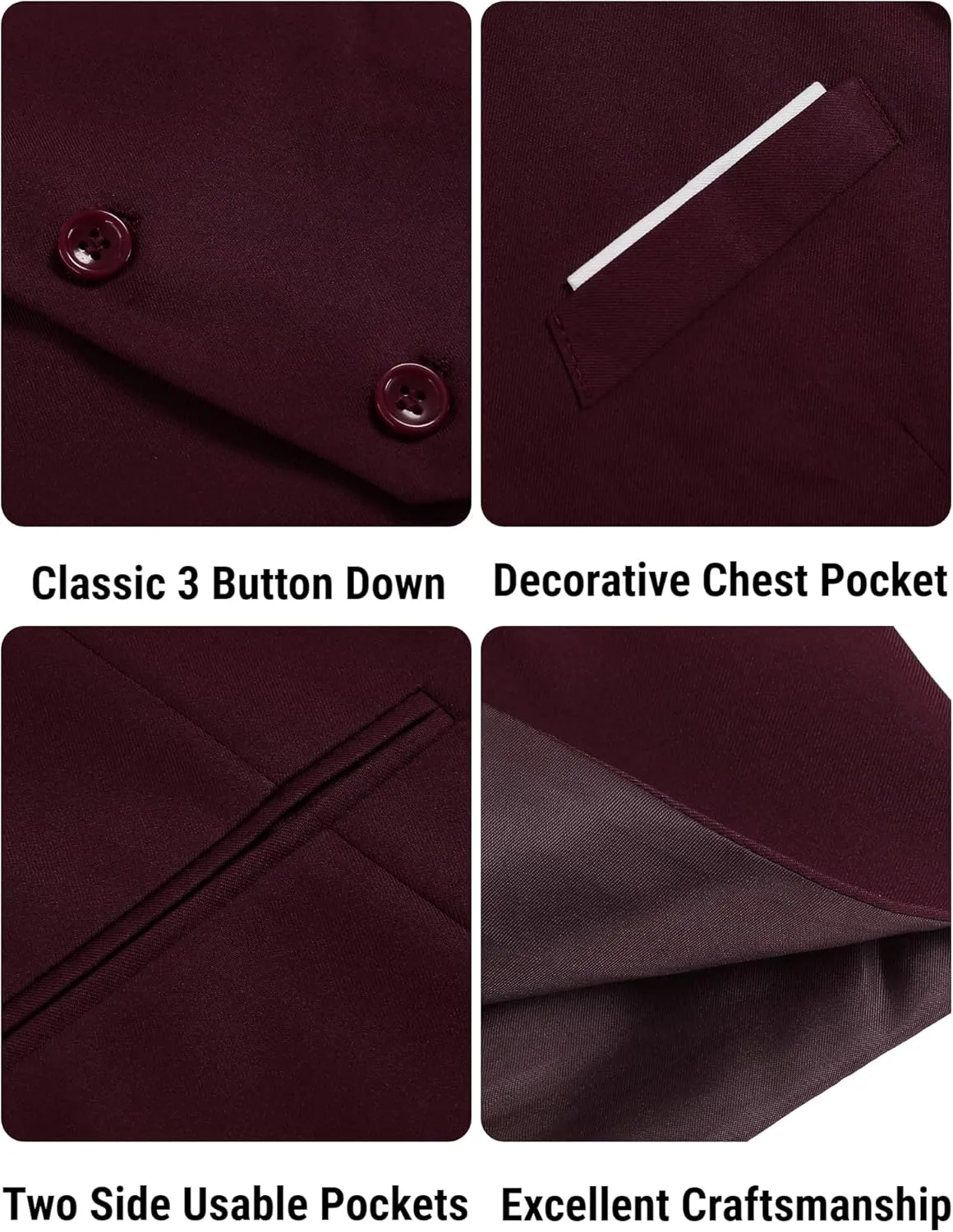 COOFANDY Men's Suit Vest Slim Fit Formal Dress Waistcoat Casual Business Vests for Suit or Tuxedo