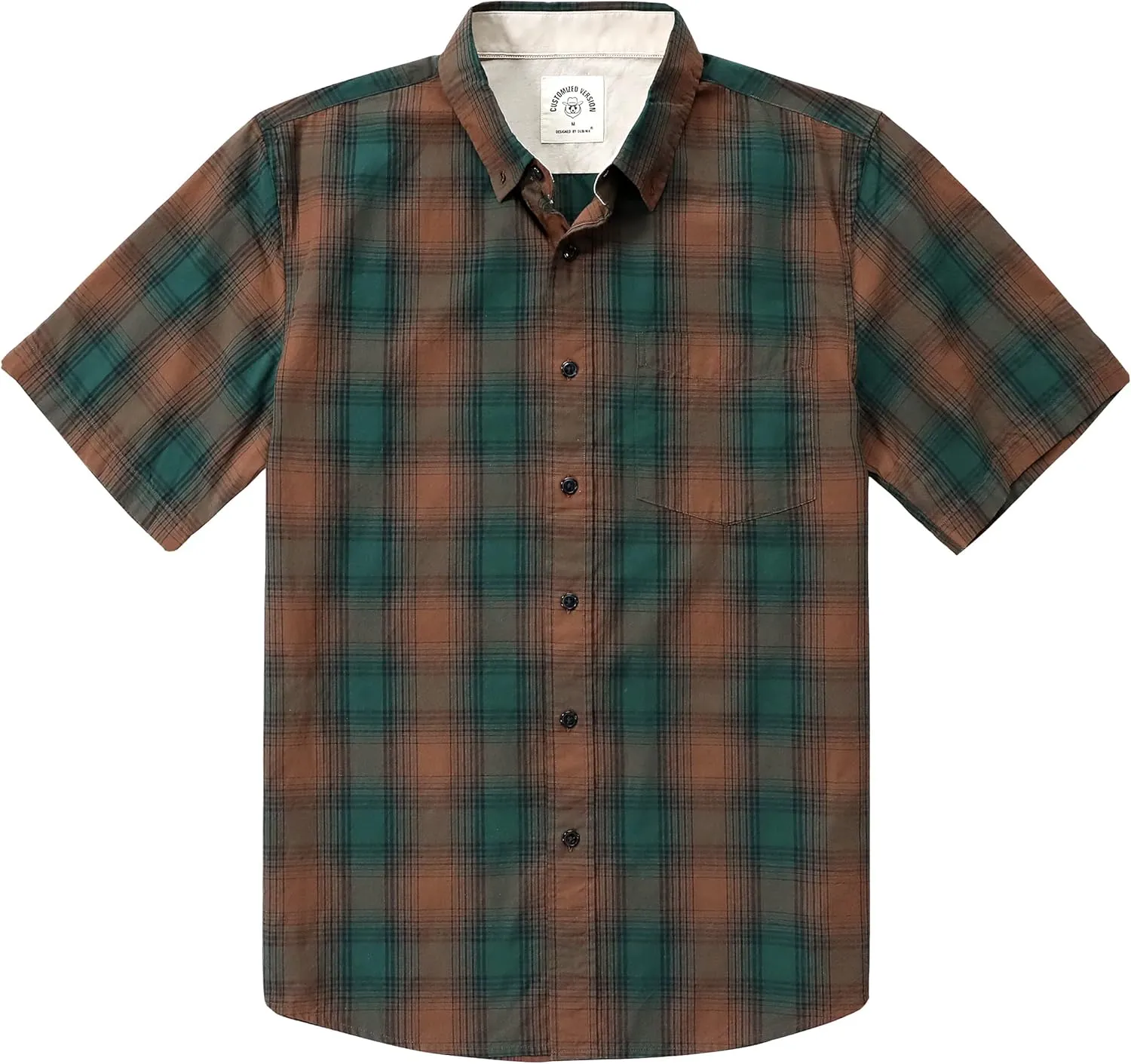 Dubinik? Mens Short Sleeve Button Down Shirts 100% Cotton Plaid Men's Casual Button-Down Shirts with Pocket