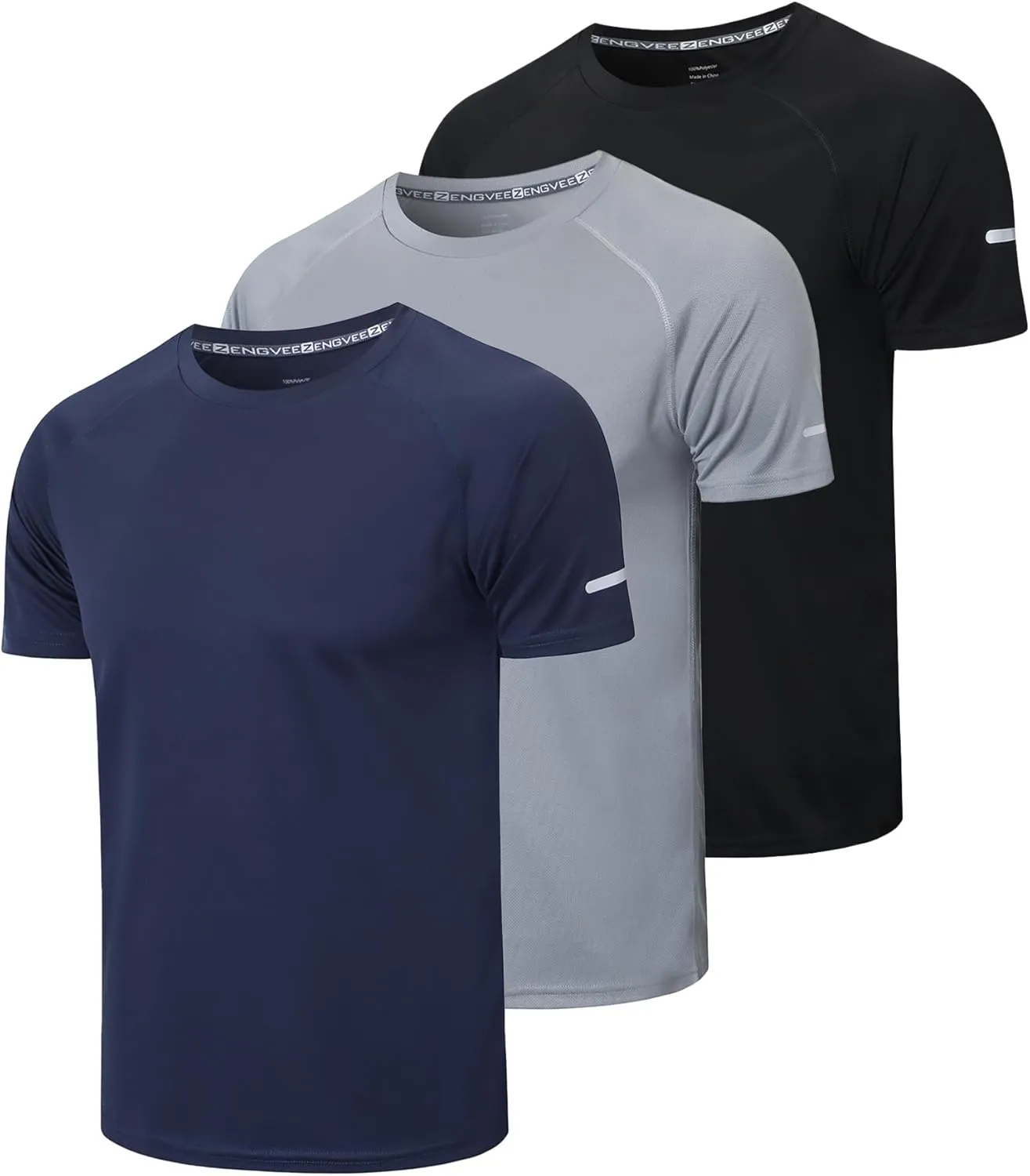 frueo Men's 3 Pack Workout Shirts Quick Dry Moisture Wicking Short Sleeve Mesh Athletic T-Shirts