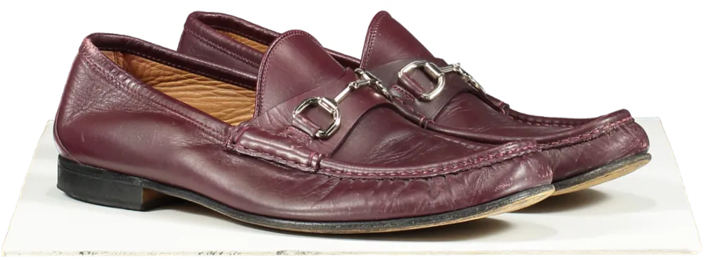 Gucci Moccasins Horsebit Leather Loafers Burgundy UK 9 EU 43 👞