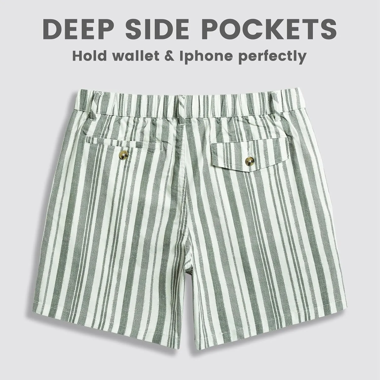 maamgic Men's Classic-fit 5.5" Cotton Casual Shorts Elastic Waistband with Multi-Pocket Daily Wear Walking Summer Outfit