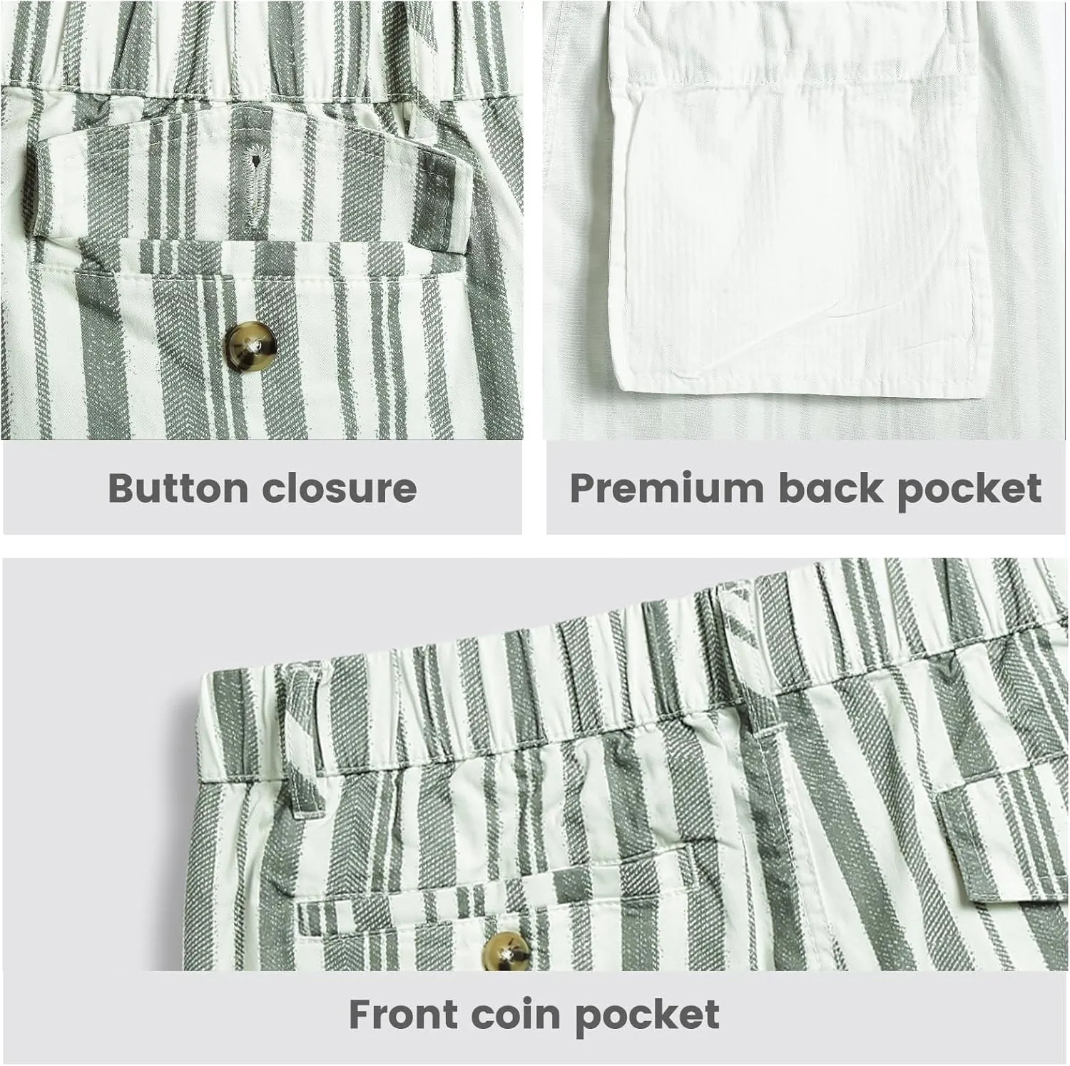 maamgic Men's Classic-fit 5.5" Cotton Casual Shorts Elastic Waistband with Multi-Pocket Daily Wear Walking Summer Outfit