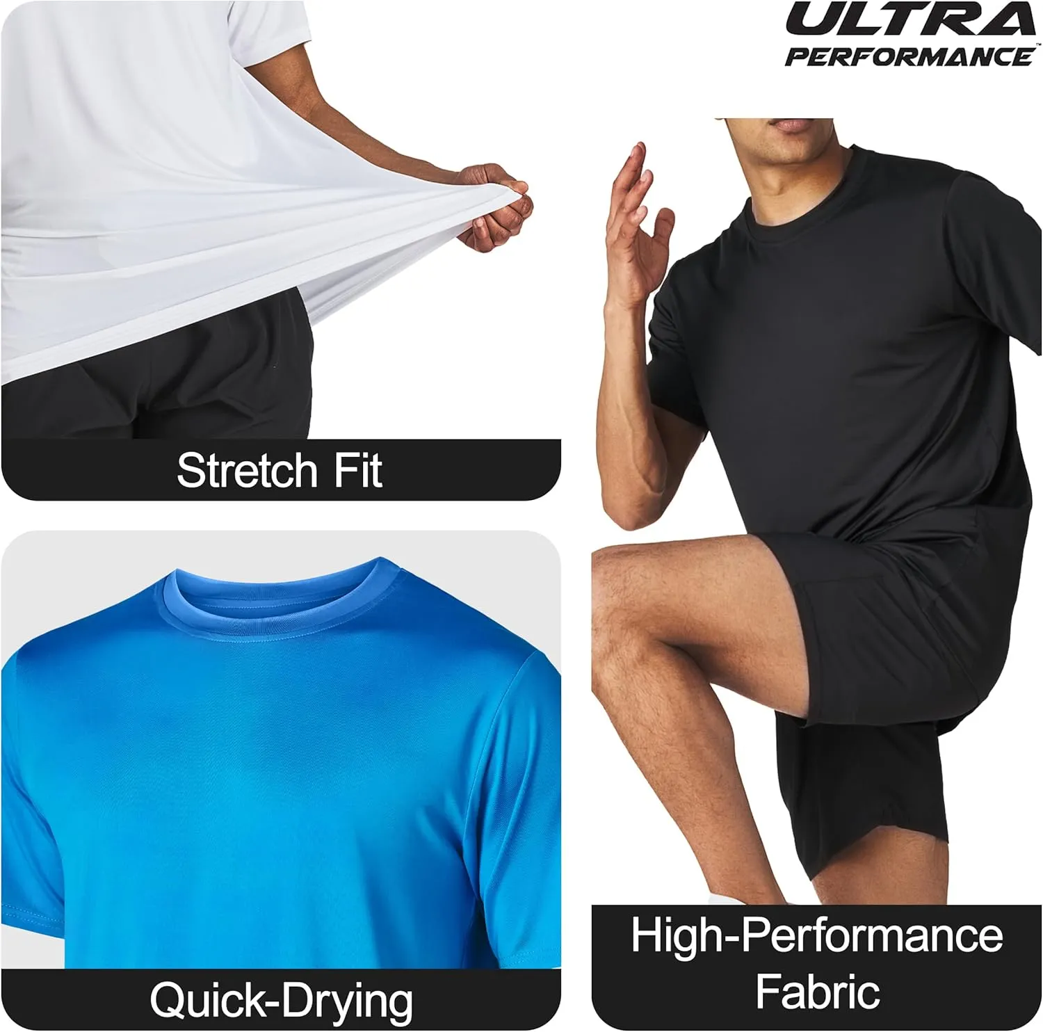 Men??s Workout Short Sleeve Athletic Gym T-Shirts 3 Pack Mens Dry Fit Running Shirt Moisture Wicking Active Crew Tees for Men