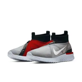 NK React Run Utility Grey and Red Running Sneakers