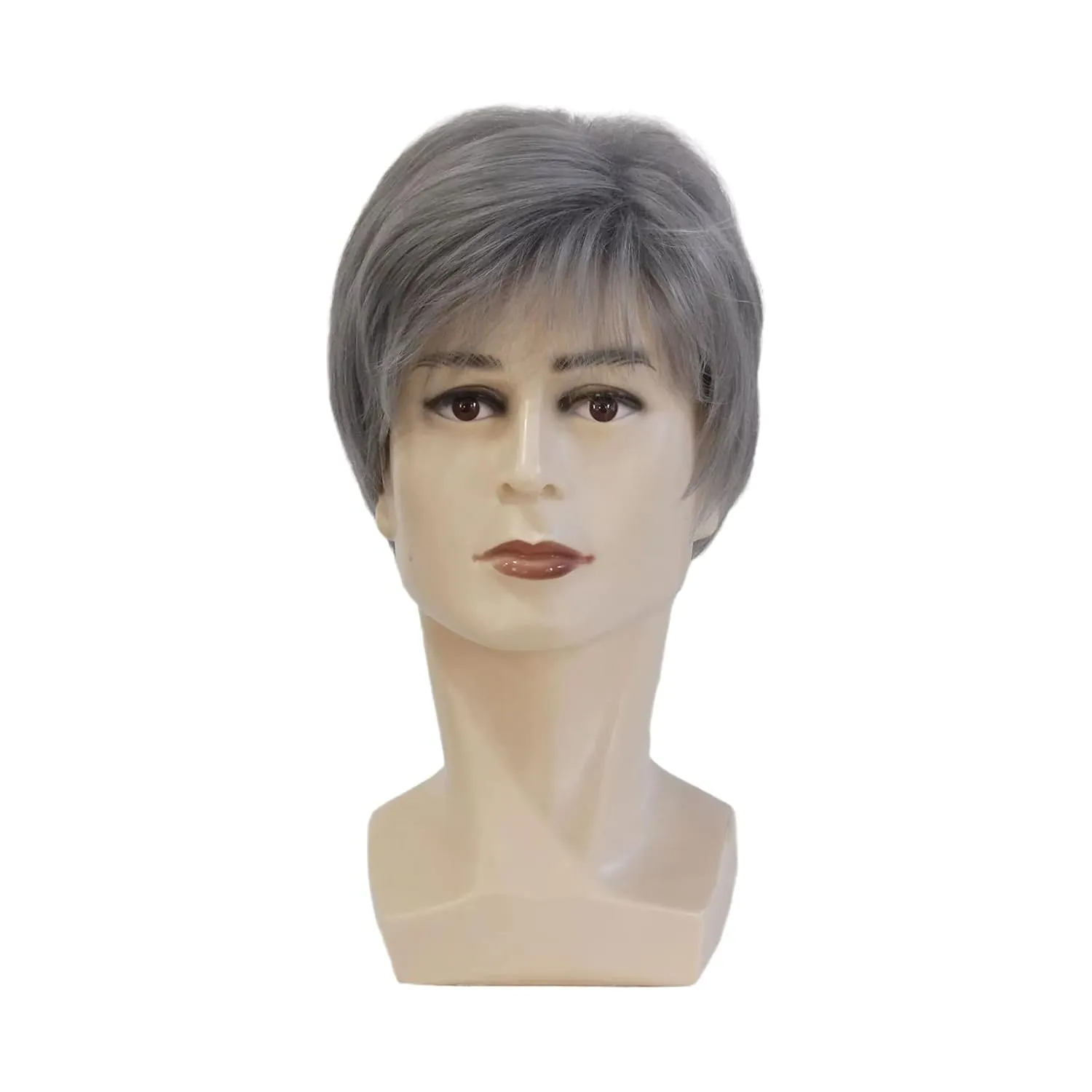 YYHR Short Straight Male Wig Silver Gray Synthetic Wigs Side Part Heat Resistant Fiber Hair Wig For Men