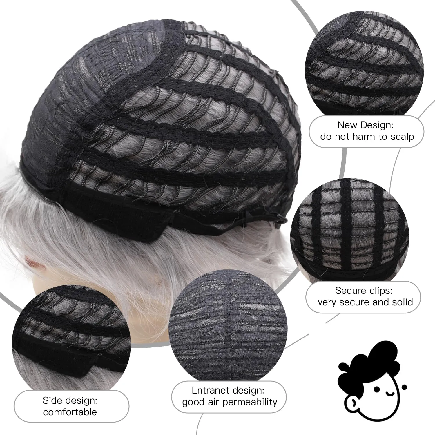 YYHR Short Straight Male Wig Silver Gray Synthetic Wigs Side Part Heat Resistant Fiber Hair Wig For Men
